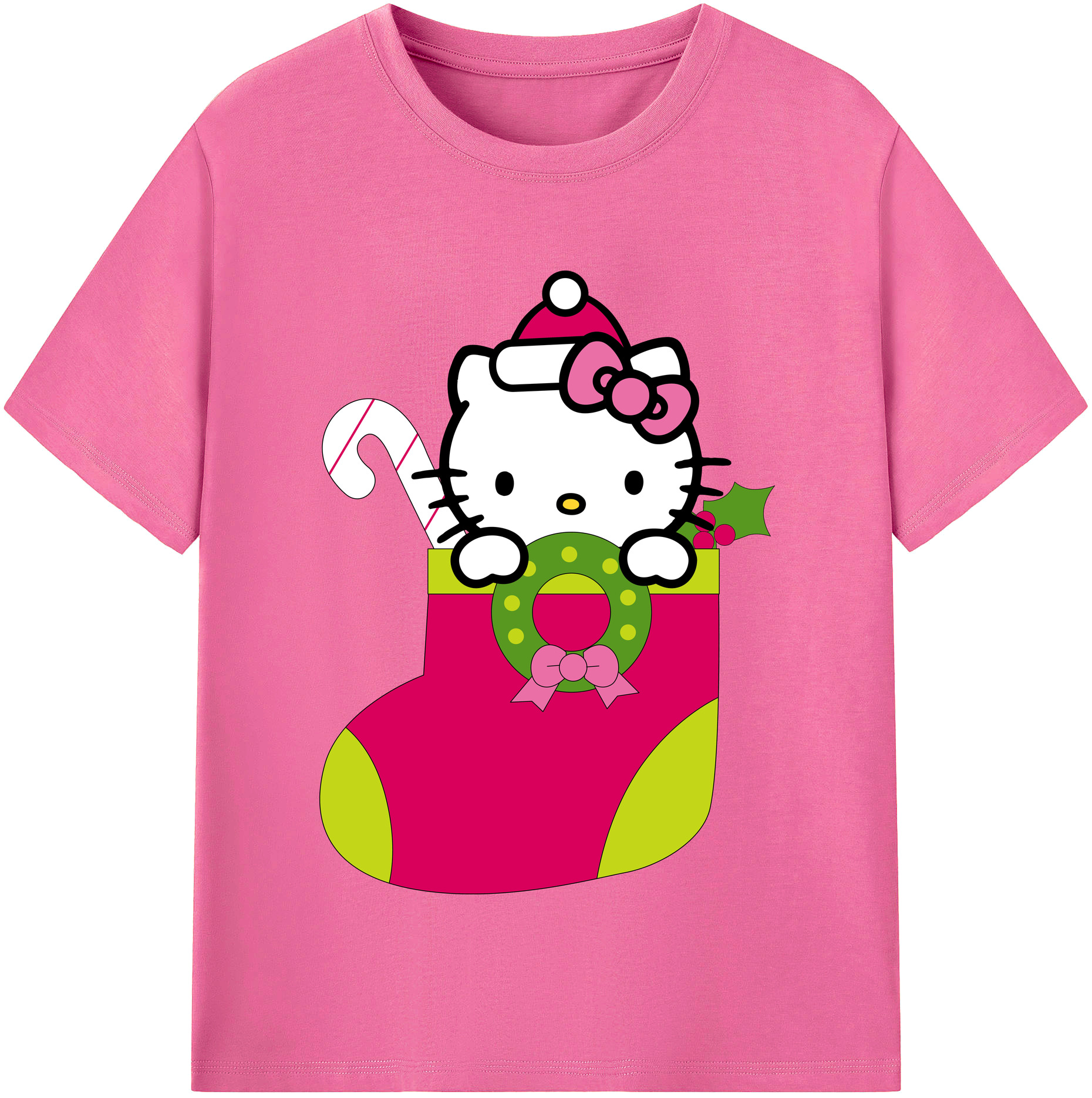 （画像用） Hello Kitty ハローキティ レディースカジュアルプリントTシャツ（綿100％）
